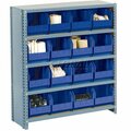 Global Industrial Steel Closed Shelving, 12 Blue Plastic Stacking Bins 5 Shelves, 36x18x39 603264BL